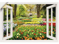 Artland Wandbild "Fensterblick Tulpen Garten Frühling", Fensterblick, (1 St.),...