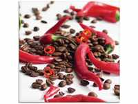 Artland Glasbild "Frische Chili auf Kaffee", Lebensmittel, (1 St.), in...