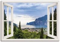 Artland Wandbild "Gardasee durchs wei&szlig;e Fenster" Seebilder 1 Stk. tlg. als Alubild,