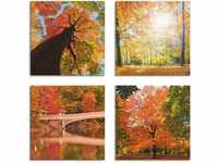 Artland Leinwandbild "Herbst Wald Panoramas", Wald, (4 St.), 4er Set,...