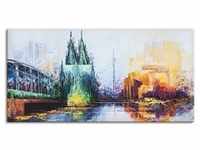 Wandbild ARTLAND "Köln Skyline" Bilder Gr. B/H: 100 cm x 50 cm, Leinwandbild
