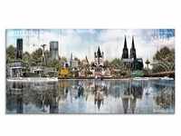 Glasbild ARTLAND "Köln Skyline Abstrakte Collage 20" Bilder Gr. B/H: 60 cm x...