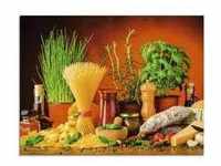 Glasbild ARTLAND "Mediterranes und italienisches Essen" Bilder Gr. B/H: 80 cm x...