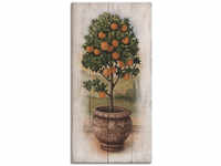 Leinwandbild ARTLAND "Orangenbaum mit Holzoptik" Bilder Gr. B/H: 50 cm x 100 cm,
