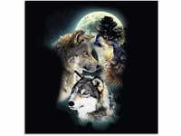 Artland Glasbild "Phantasie Wolf Wölfe mit Mond", Wildtiere, (1 St.), in