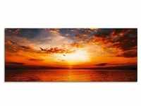 Glasbild ARTLAND "Sonnenuntergang am Strand" Bilder Gr. B/H: 125 cm x 50 cm,