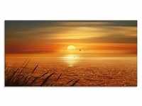 Glasbild ARTLAND "Sonnenuntergang über dem Meer" Bilder Gr. B/H: 60 cm x 30 cm,