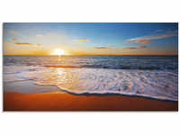 Glasbild ARTLAND "Sonnenuntergang und das Meer" Bilder Gr. B/H: 60 cm x 30 cm,