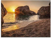 Glasbild ARTLAND "Sonnenuntergang und Strand" Bilder Gr. B/H: 60 cm x 45 cm,...