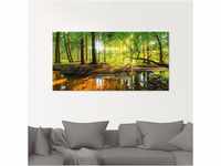 Glasbild ARTLAND "Wald mit Bach" Bilder Gr. B/H: 50 cm x 50 cm, Wald, 1 St.,...