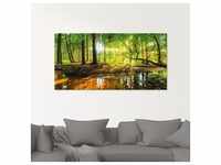 Glasbild ARTLAND "Wald mit Bach" Bilder Gr. B/H: 80 cm x 60 cm, Wald, 1 St.,...