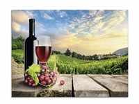 Glasbild ARTLAND "Wein vor Weinbergen" Bilder Gr. B/H: 80 cm x 60 cm, Berge, 1...