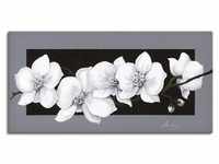 Wandbild ARTLAND "Weiße Orchideen auf grau" Bilder Gr. B/H: 150 cm x 75 cm,