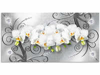 Artland Wandbild "weiße Orchideen auf Ornamenten", Blumenbilder, (1 St.), als