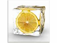 Glasbild ARTLAND "Zitrone im Eiswürfel" Bilder Gr. B/H: 50 cm x 50 cm,...