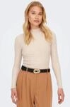Langarmshirt ONLY "ONLEMMA L/S HIGH NECK TOP", Damen, Gr. S, grau (pumice stone),