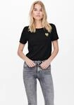 Kurzarmshirt ONLY "ONLKITA LIFE S/S TOP NOOS", Damen, Gr. XS, schwarz (schwarz gold