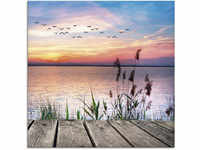 Glasbild ARTLAND "Der See in den Farben der Wolken" Bilder Gr. B/H: 50 cm x 50...