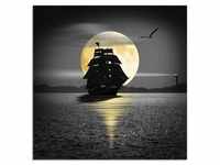 Glasbild ARTLAND "Ein Schiff mit schwarzen Segeln" Bilder Gr. B/H: 50 cm x 50...