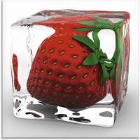 Artland Glasbild "Erdbeere in Eis" Lebensmittel 1 Stk. tlg. in verschiedenen Gr&ouml;&szlig;en