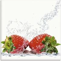 Artland Glasbild "Erdbeeren mit Spritzwasser" Lebensmittel 1 Stk. tlg. in