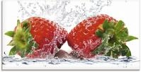 Artland Glasbild "Erdbeeren mit Spritzwasser" Lebensmittel 1 Stk. tlg. in