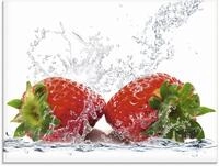 Artland Glasbild "Erdbeeren mit Spritzwasser" Lebensmittel 1 Stk. tlg. in