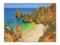 Glasbild ARTLAND "Farbige Algarveküste" Bilder Gr. B/H: 60 cm x 45 cm, Glasbild