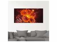 Glasbild ARTLAND "Feuerblume" Bilder Gr. B/H: 100 cm x 50 cm, Blumen, 1 St., rot