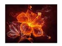 Glasbild ARTLAND "Feuerblume" Bilder Gr. B/H: 80 cm x 60 cm, Blumen, 1 St., rot