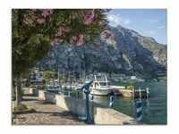 Glasbild ARTLAND "Gardasee Hafen Limone sul Garda I" Bilder Gr. B/H: 80 cm x 60...