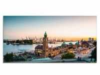 Glasbild ARTLAND "Hamburg Hafen und Landungsbrücken" Bilder Gr. B/H: 100 cm x...