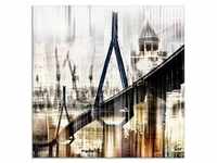 Glasbild ARTLAND "Hamburg Skyline Collage III" Bilder Gr. B/H: 50 cm x 50 cm,