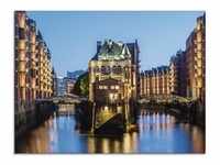 Glasbild ARTLAND "Hamburg Wasserschloss in Speicherstadt 2" Bilder Gr. B/H: 60...