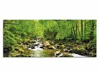 Glasbild ARTLAND "Herbstwald Fluss Smolny" Bilder Gr. B/H: 125 cm x 50 cm,...
