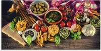 Artland Glasbild "Italienisch mediterrane Lebensmittel" Lebensmittel 1 Stk. tlg. in