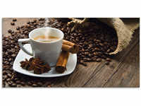 Artland Glasbild "Kaffeetasse Leinensack mit Kaffeebohnen", Getränke, (1 St.),...