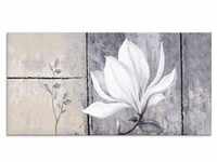 Glasbild ARTLAND "Klassische Magnolie" Bilder Gr. B/H: 100 cm x 50 cm, Blumen,...