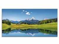 Glasbild ARTLAND "Landschaft in den Alpen" Bilder Gr. B/H: 100 cm x 50 cm,...