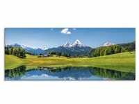 Glasbild ARTLAND "Landschaft in den Alpen" Bilder Gr. B/H: 125 cm x 50 cm,...