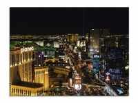 Glasbild ARTLAND "Las Vegas bei Nacht" Bilder Gr. B/H: 80 cm x 60 cm, Glasbild
