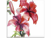 Glasbild ARTLAND "Lilien" Bilder Gr. B/H: 50 cm x 50 cm, Blumen, 1 St., pink