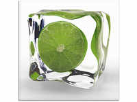 Artland Glasbild "Limette im Eiswürfel", Lebensmittel, (1 St.), in...