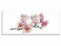 Glasbild ARTLAND "Magnolie" Bilder Gr. B/H: 125 cm x 50 cm, Blumen, 1 St., pink