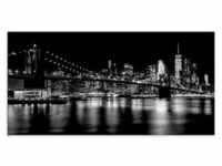 Glasbild ARTLAND "Manhattan Skyline & Brroklyn Bridge I" Bilder Gr. B/H: 100 cm...