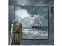 Artland Glasbild "Maritime Collage mit Segelschiff", Boote & Schiffe, (1 St.),...