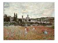 Glasbild ARTLAND "Mohnfeld bei Vetheuil. Ca.1880" Bilder Gr. B/H: 80 cm x 60 cm,