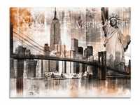 Glasbild ARTLAND "New York Skyline Collage V" Bilder Gr. B/H: 60 cm x 45 cm,...