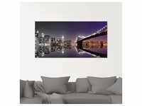 Glasbild ARTLAND "New York Skyline nächtliche Reflektion" Bilder Gr. B/H: 100...