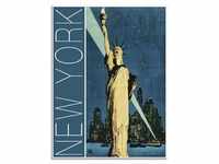 Glasbild ARTLAND "New York Vintage Reiseplakat" Bilder Gr. B/H: 45 cm x 60 cm,